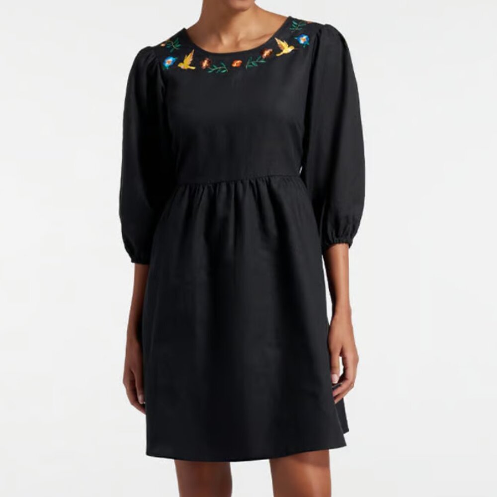 Modcloth Something Sweet Smock Dress - cotton linen embroidery babydoll dress
